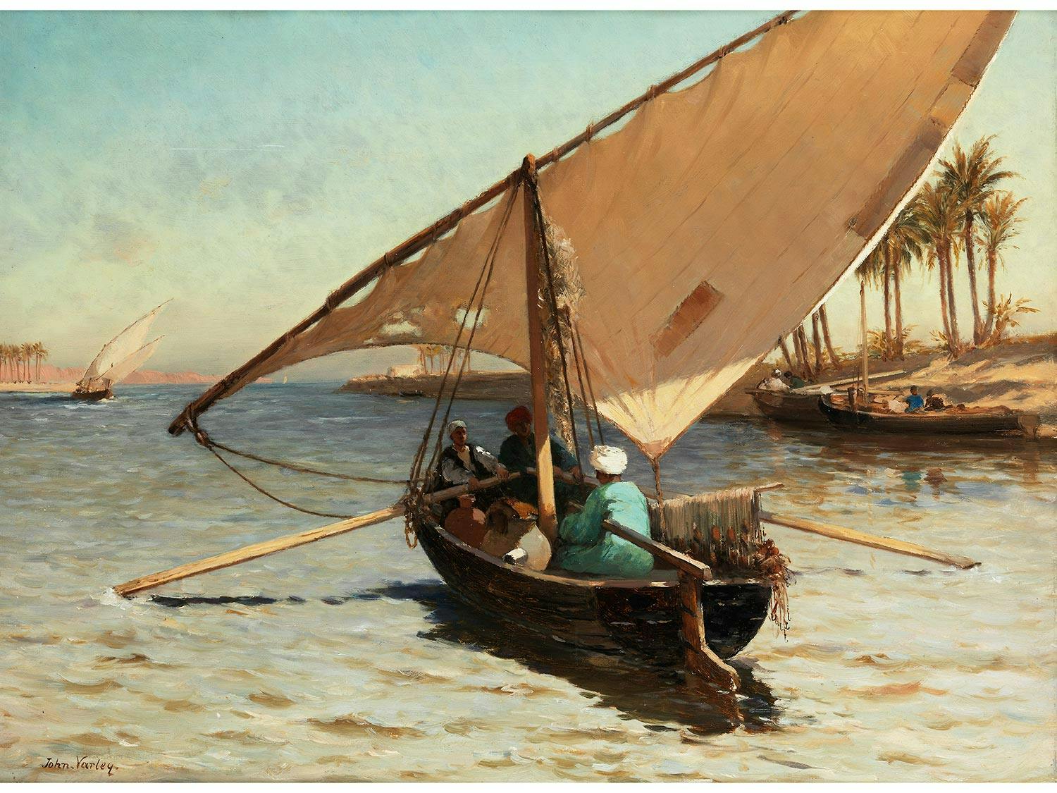 Джон Варли (художник). Лодки на Ниле. Лодка на Ниле картина акварелью.