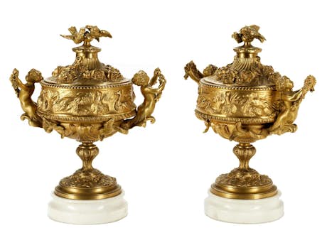 Paar Napoleon III-Bronzezierdeckelgefäße