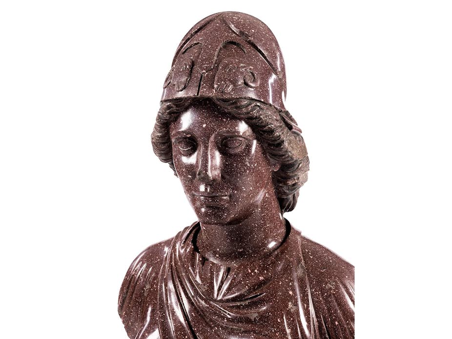 Große Büste der Athena aus rotem Porphyr Hampel Kunstauktionen