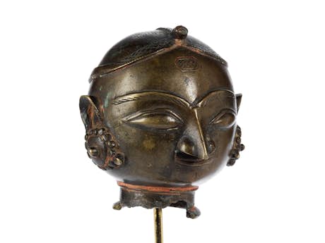 Indischer Bronzekopf einer Göttin