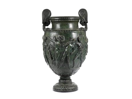 Grosse Bronzevase in Form eines antiken Volutenkraters