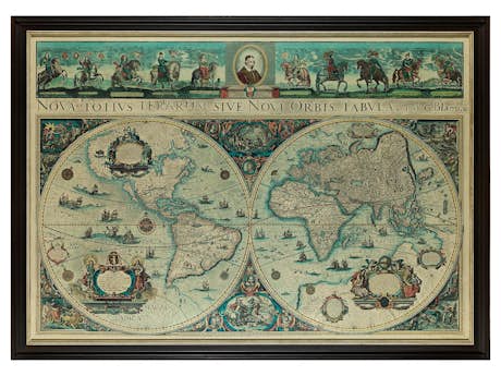 Reproduktion der Ansicht einer Weltkarte nach G. Blaeu