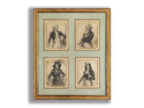 Sammlung von vier Stichen mit Portraits, wohl des 18./ 19. Jahrhunderts