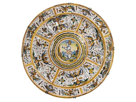 Grosse Deruta-Keramik Buckelplatte