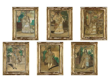 Serie von sechs Kupferstich-Spickelbilder