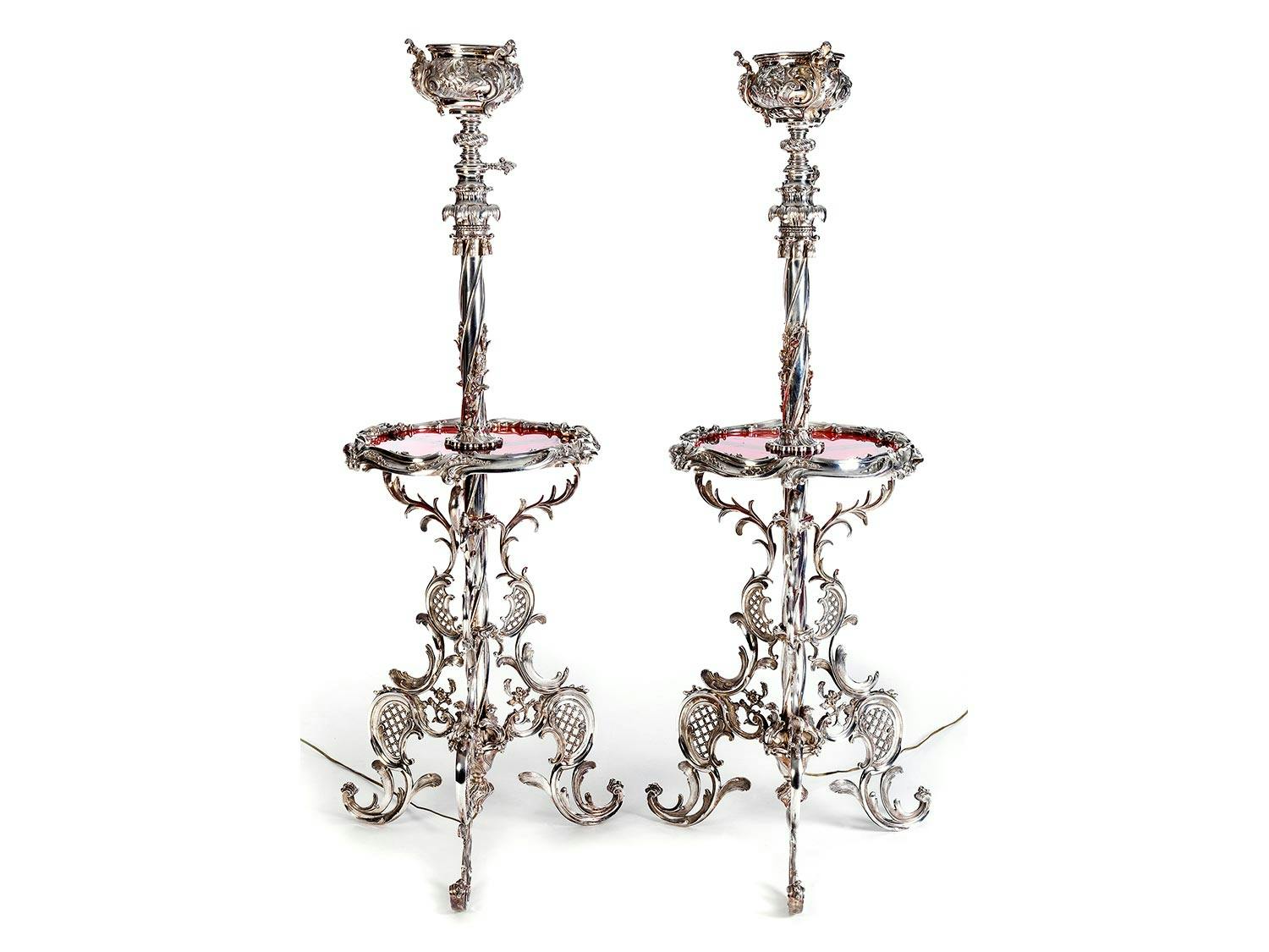 Paar neobarocke Guéridonlampen