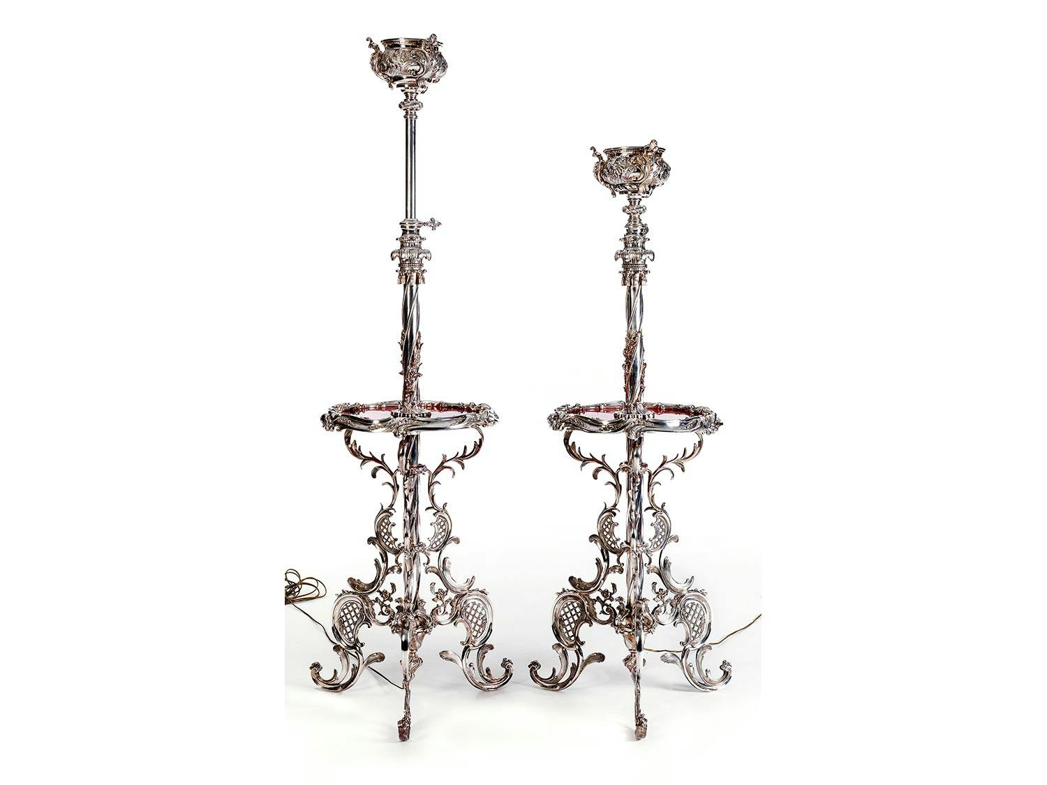 Detailabbildung: Paar neobarocke Guéridonlampen