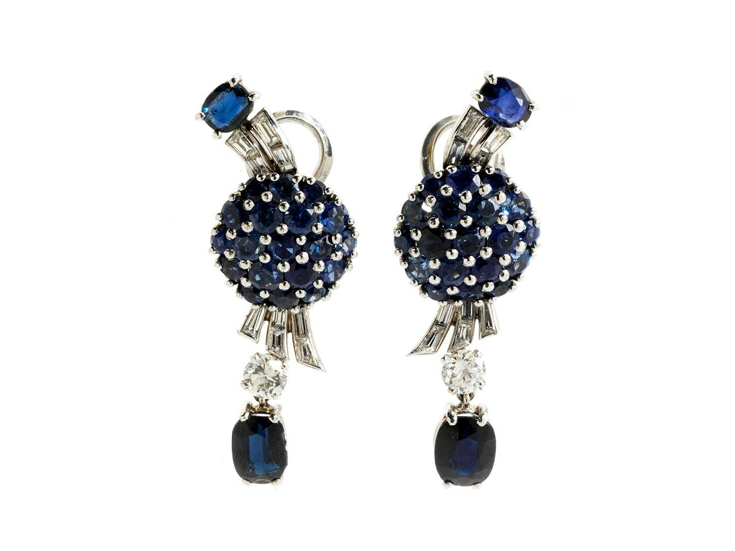 Saphir-Diamantohrringe
