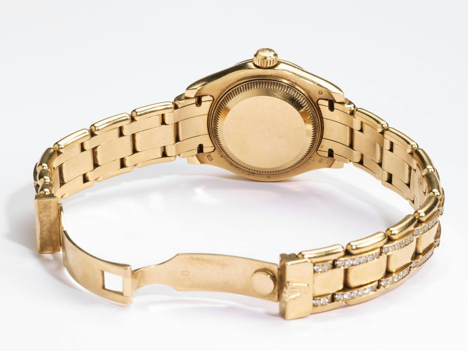 Detailabbildung: Damenuhr Rolex Datejust in Gold mit Brillanten