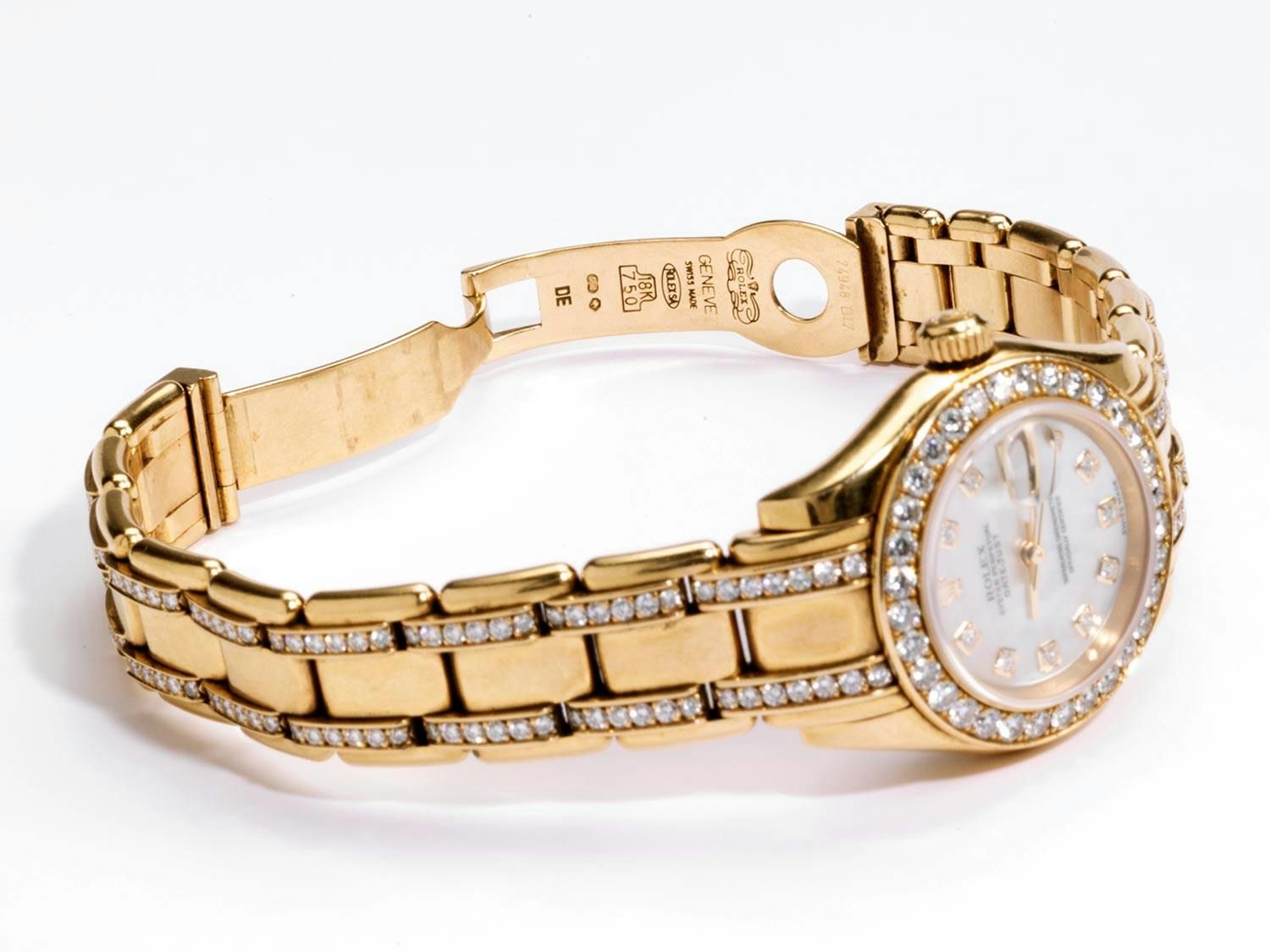 Detailabbildung: Damenuhr Rolex Datejust in Gold mit Brillanten