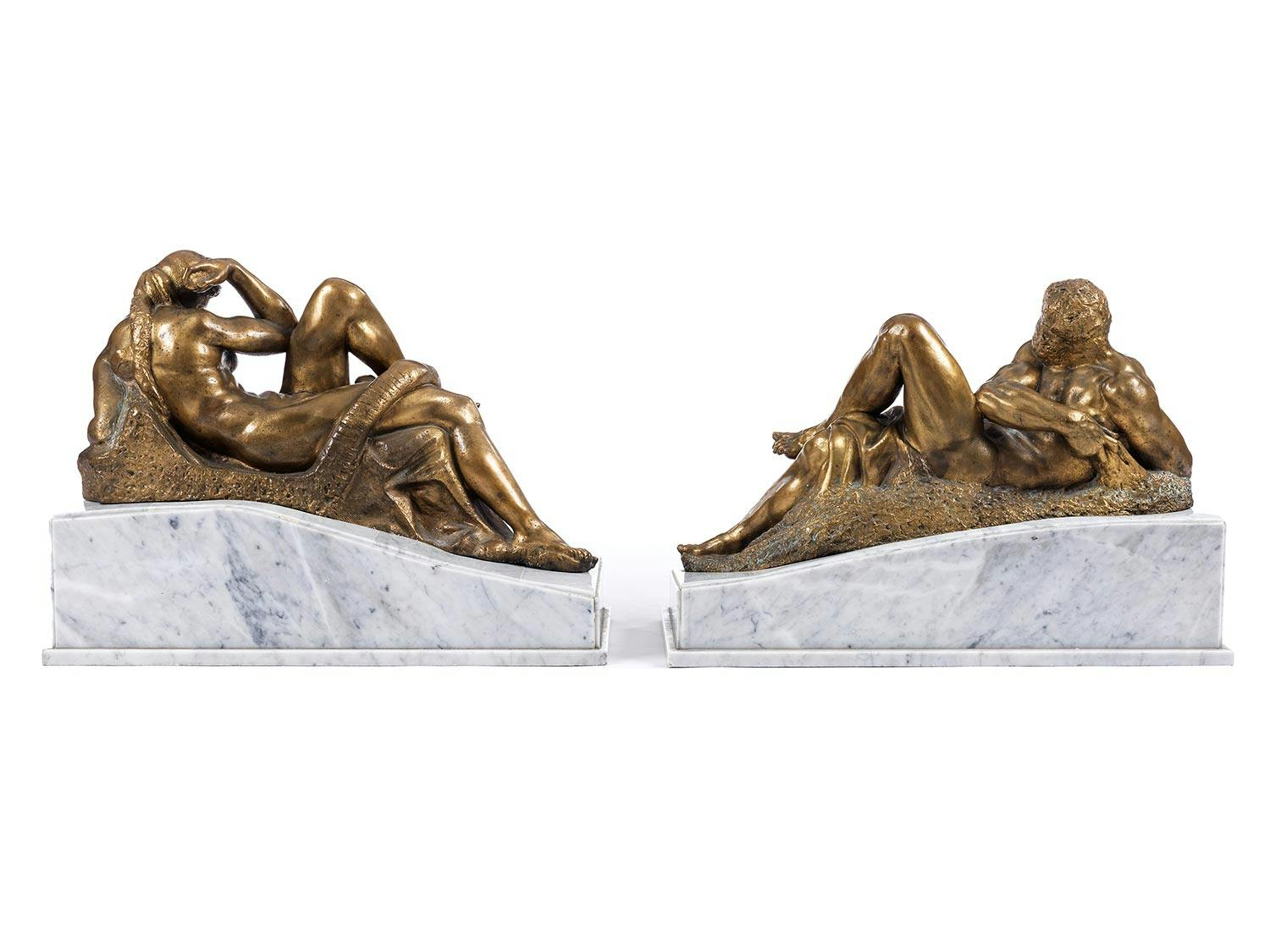 Detailabbildung: Paar Bronzefiguren „Tag und Nacht“