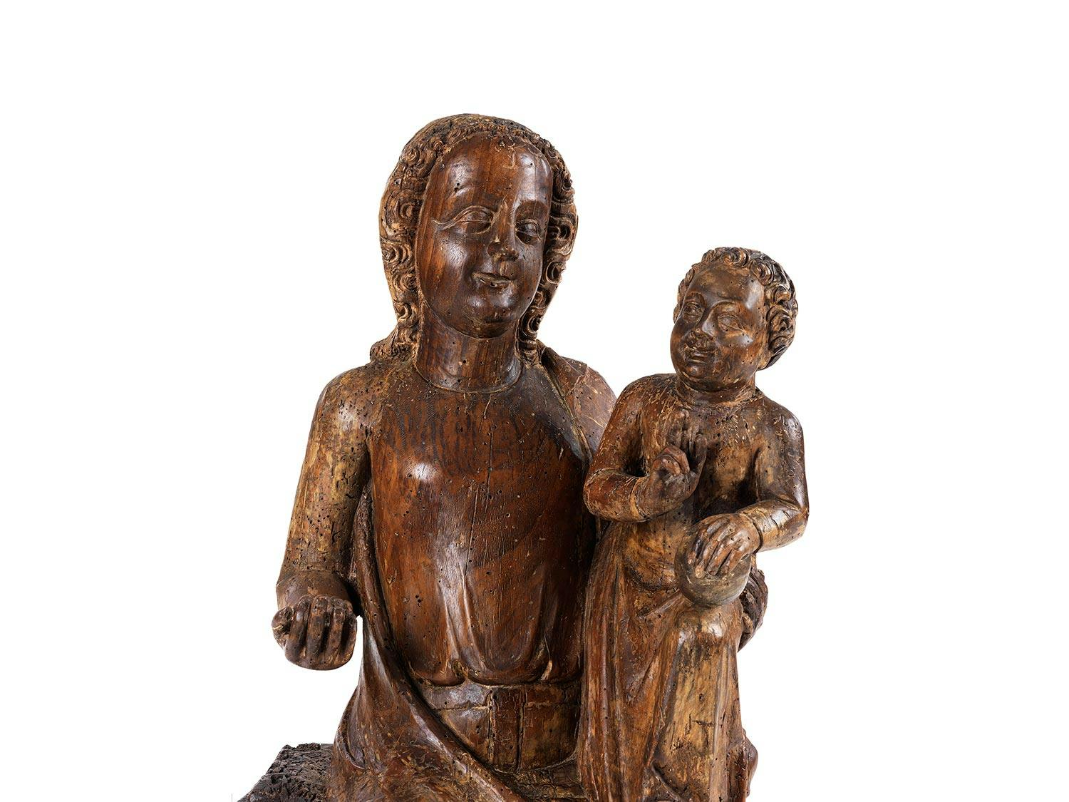 Detailabbildung: Frühgotische thronende Madonna mit Kind