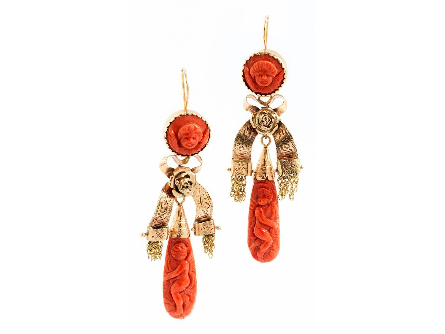 Antike Gold-Korallohrhänger