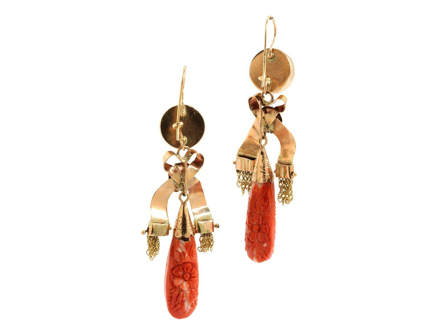 Detailabbildung: Antike Gold-Korallohrhänger