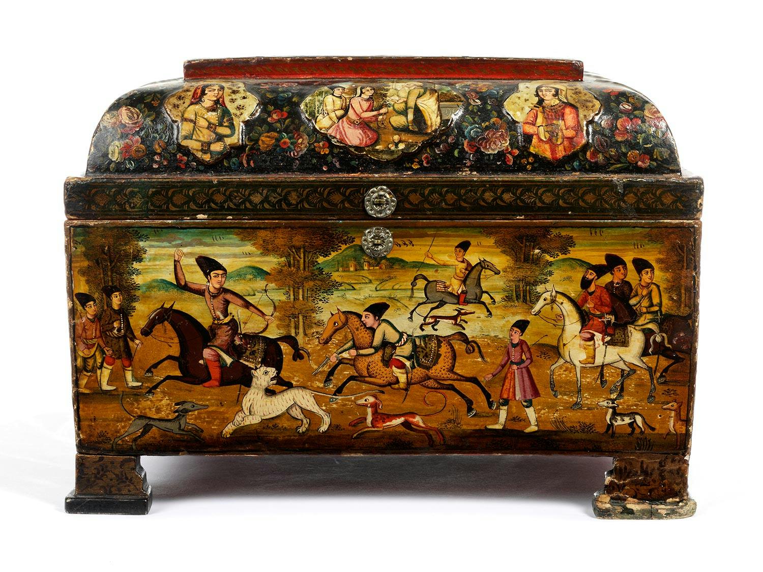 Detailabbildung: Seltene Quajar Schatulle