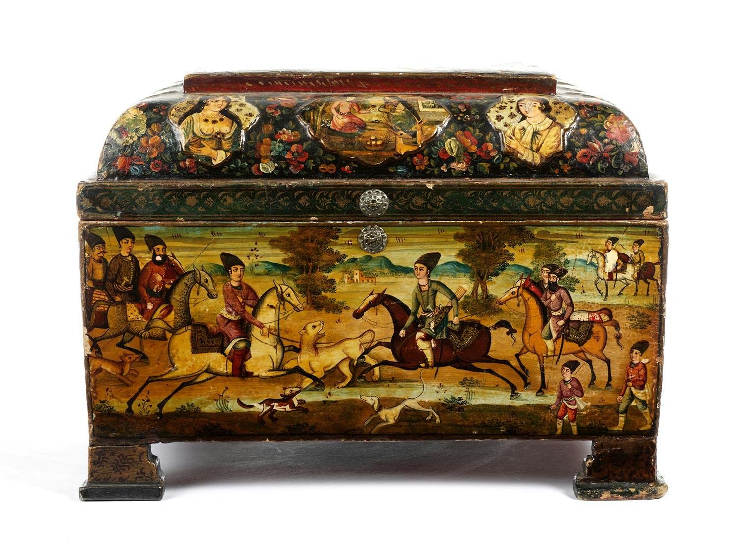 Detailabbildung: Seltene Quajar Schatulle