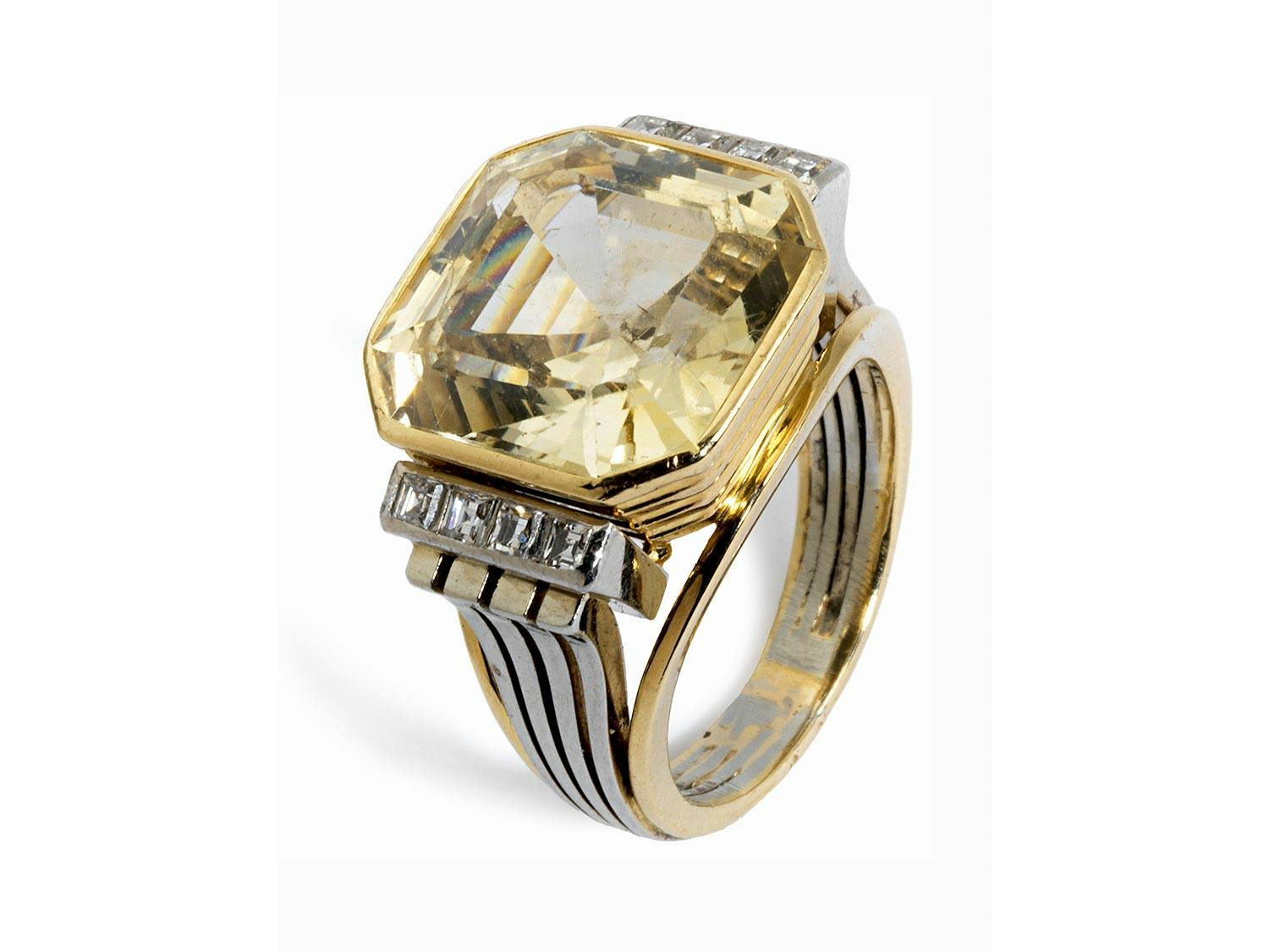 Detailabbildung: Gelber Saphir-Diamantring