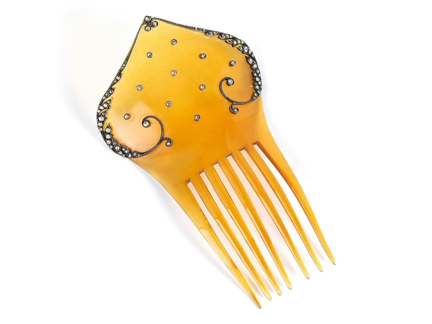Antiker Schildpatt-Zierkamm mit Diamanten