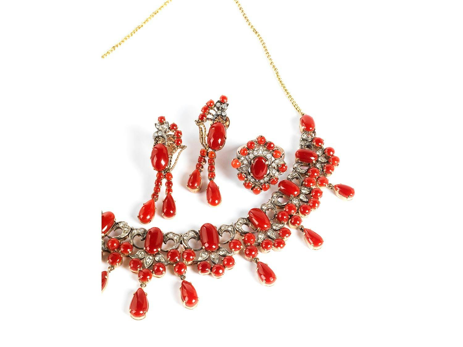 Detailabbildung: Korall-Diamant-Parure