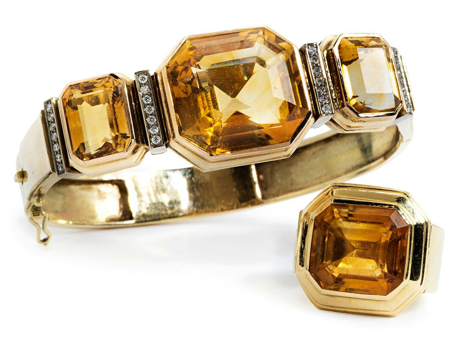 Citrin-Armreif und Ring