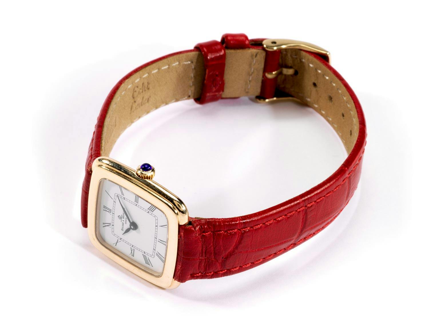 Detailabbildung: Goldene Damenuhr Baume & Mercier