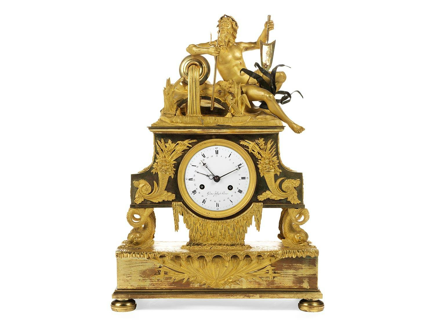 Detailabbildung: Französische Kaminuhr – Allegorie des Wassers