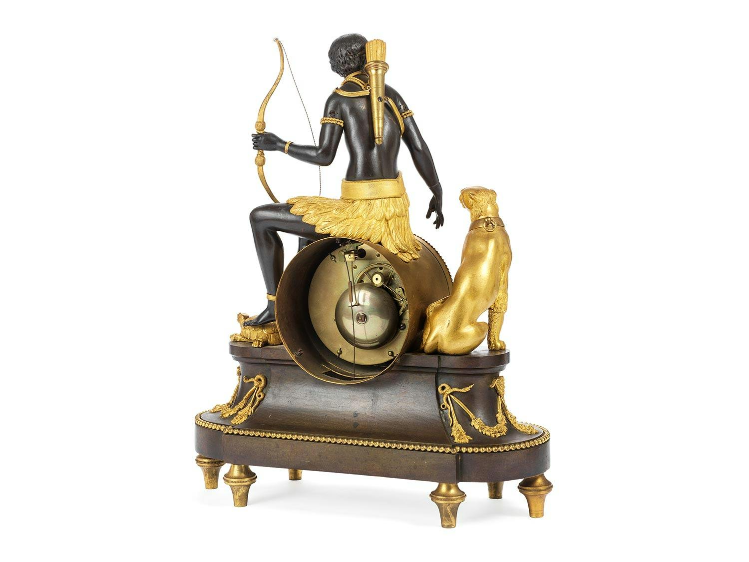 Detailabbildung: Seltene Pariser Kaminuhr des Directoire „Allegorie Afrika“