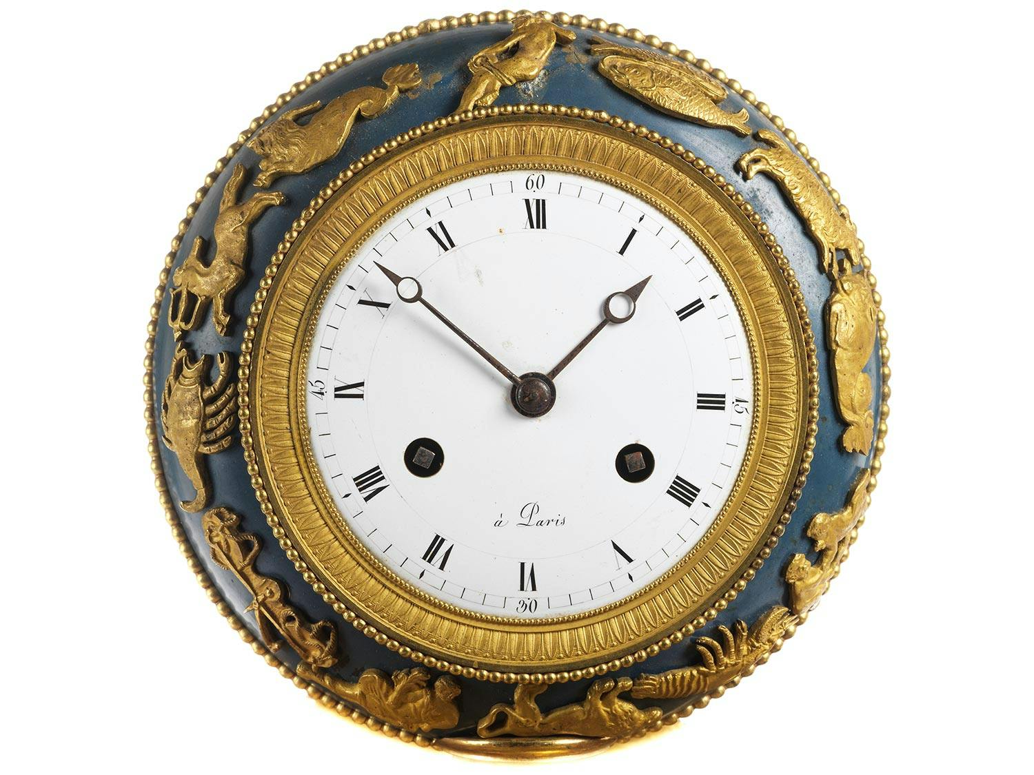 Detailabbildung: Seltene Pariser „Tempeluhr“ mit Amor- und Sternzeichenmotiven