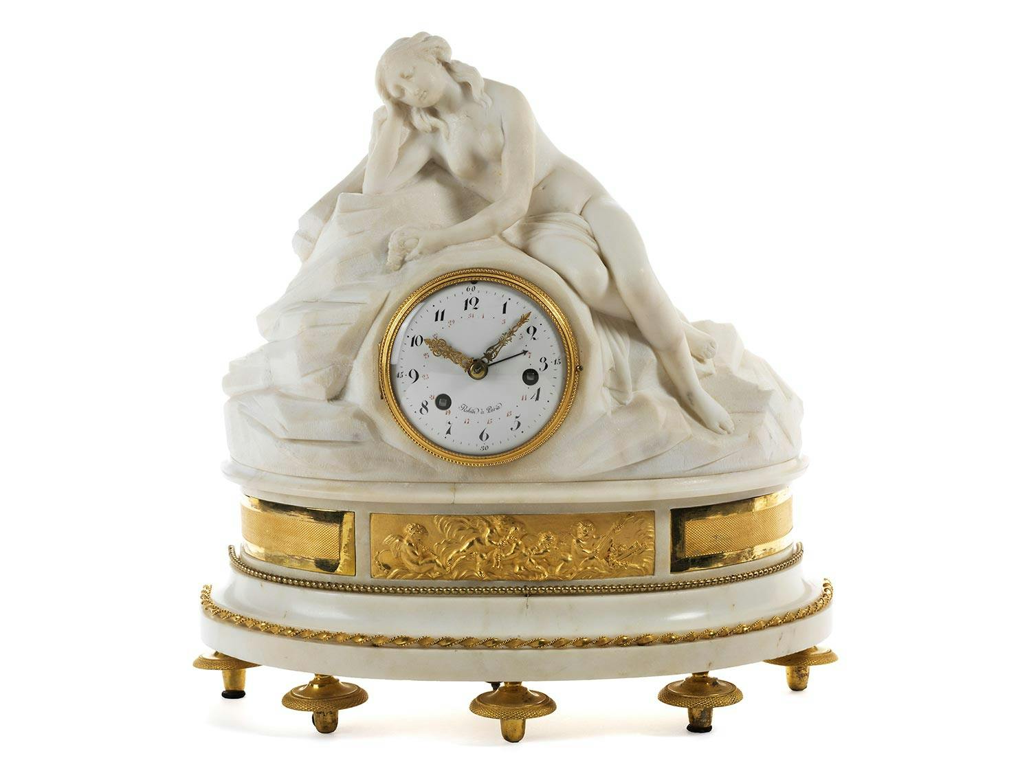 Französische Kaminuhr in Marmor