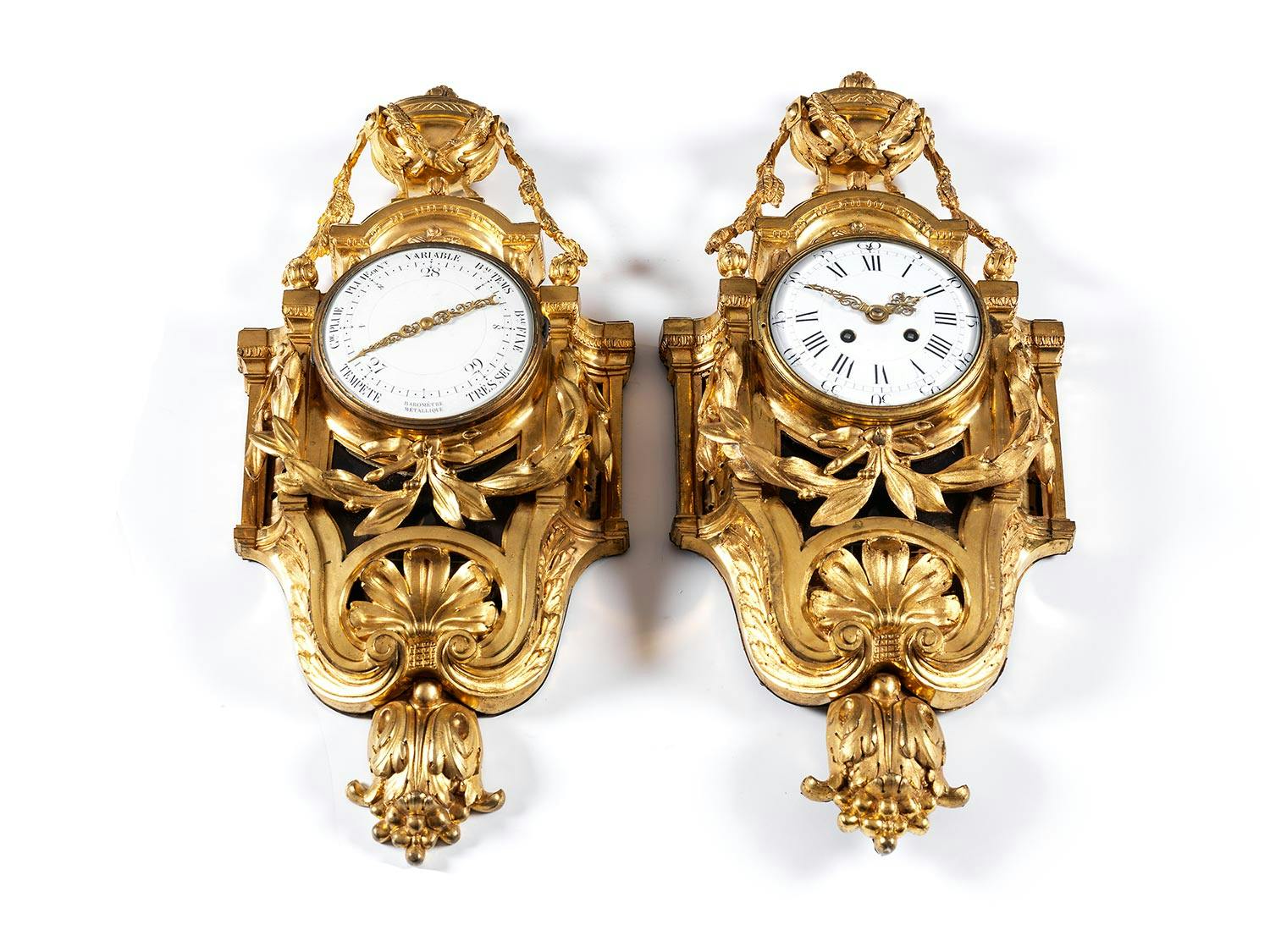 Detailabbildung: Carteluhr und Barometer im Louis XVI-Stil