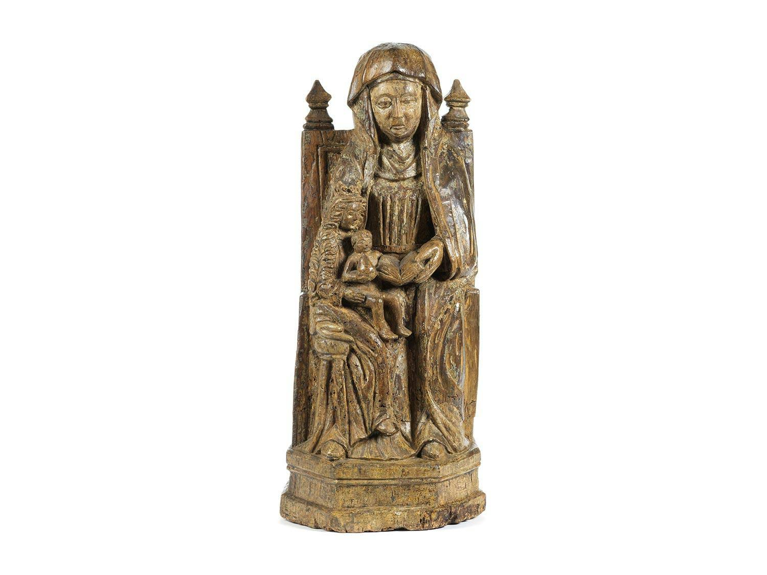 Gotische Schnitzfigur „Anna Selbdritt“