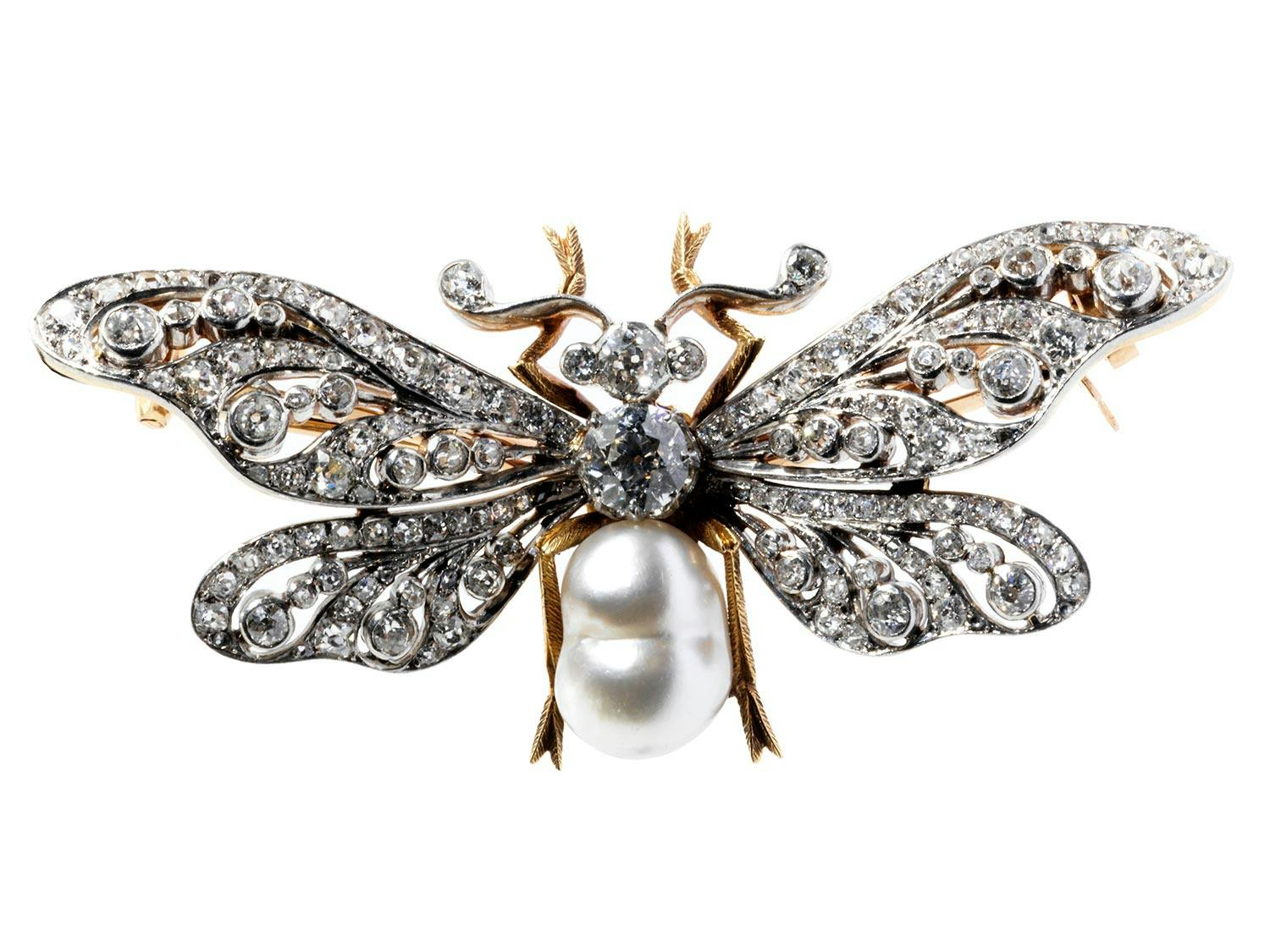 Antike Schmetterlings-Diamantbrosche