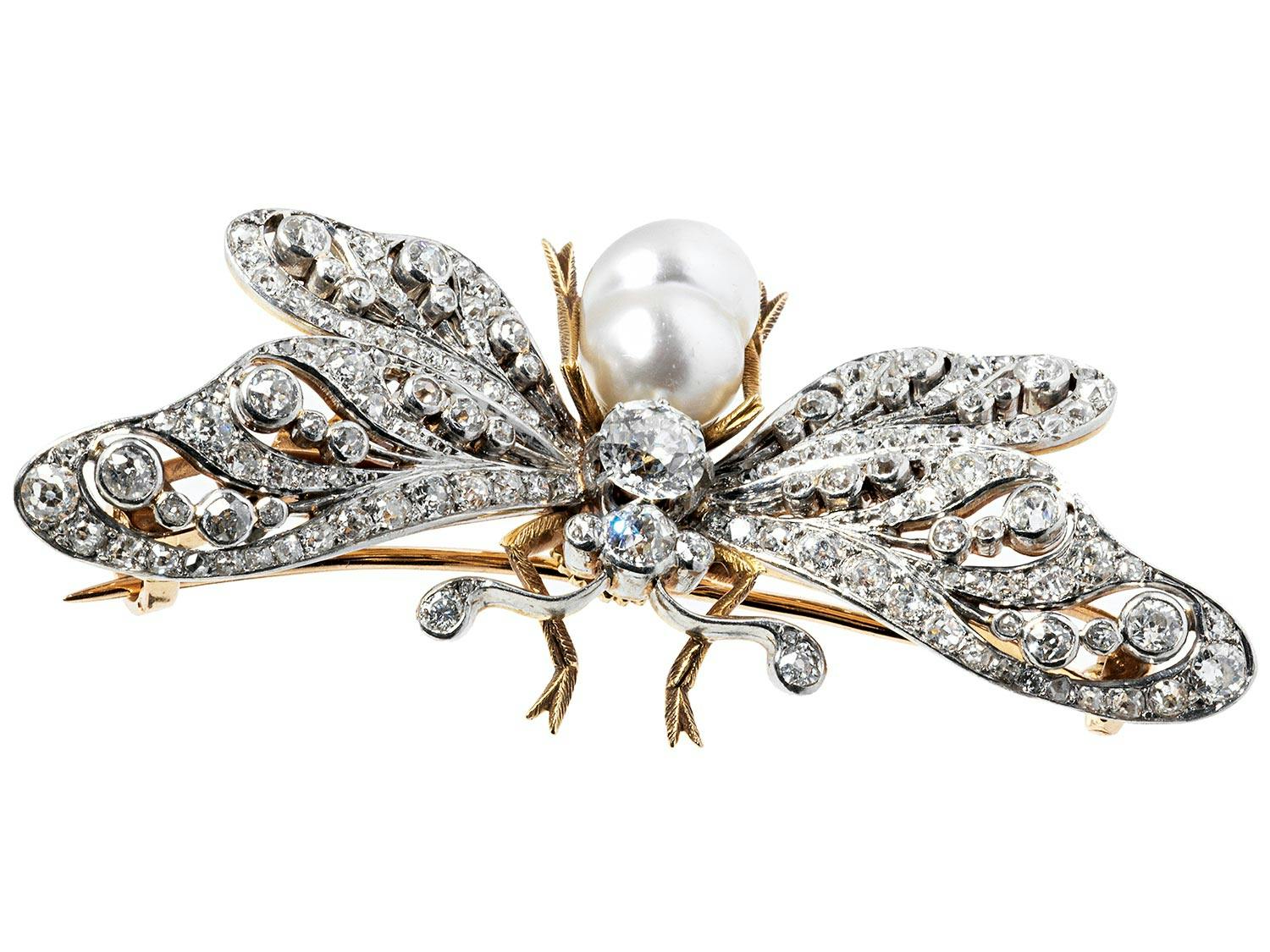 Detailabbildung: Antike Schmetterlings-Diamantbrosche