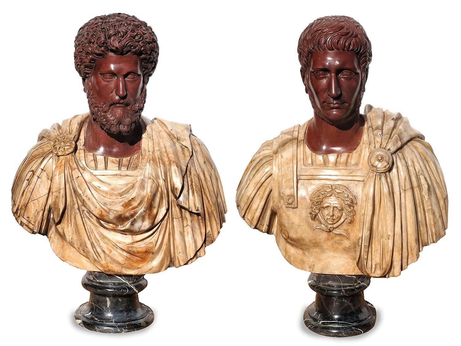 Büsten des Marc Aurel und des Nero