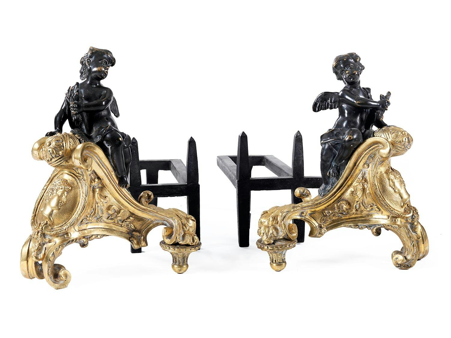 Paar Chenets mit Amoretten