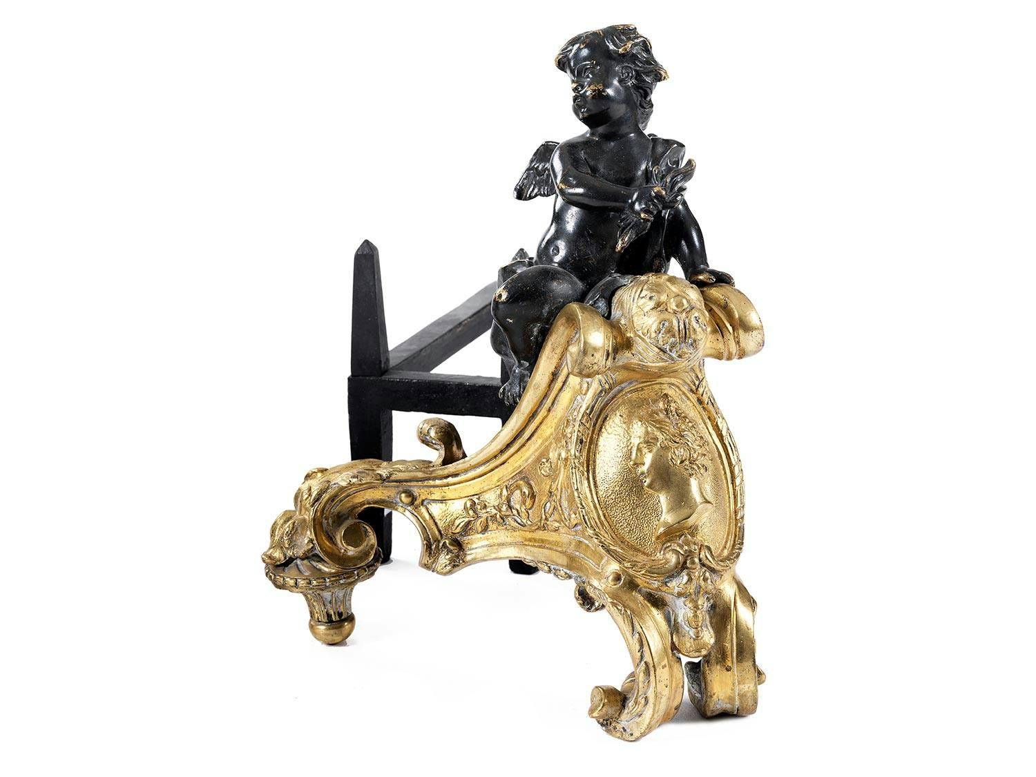 Detailabbildung: Paar Chenets mit Amoretten