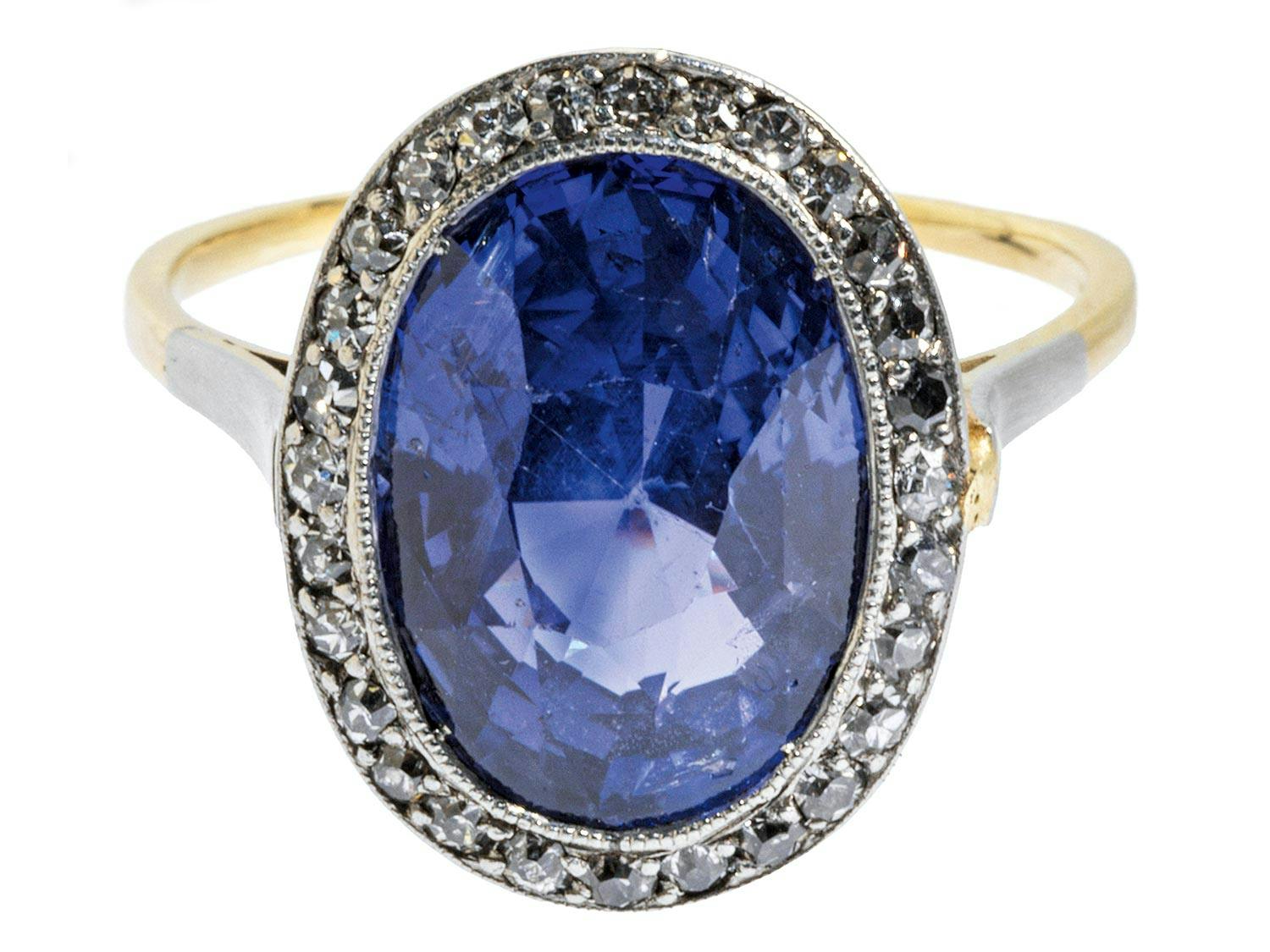 Natürlicher Ceylon-Saphir-Diamantring