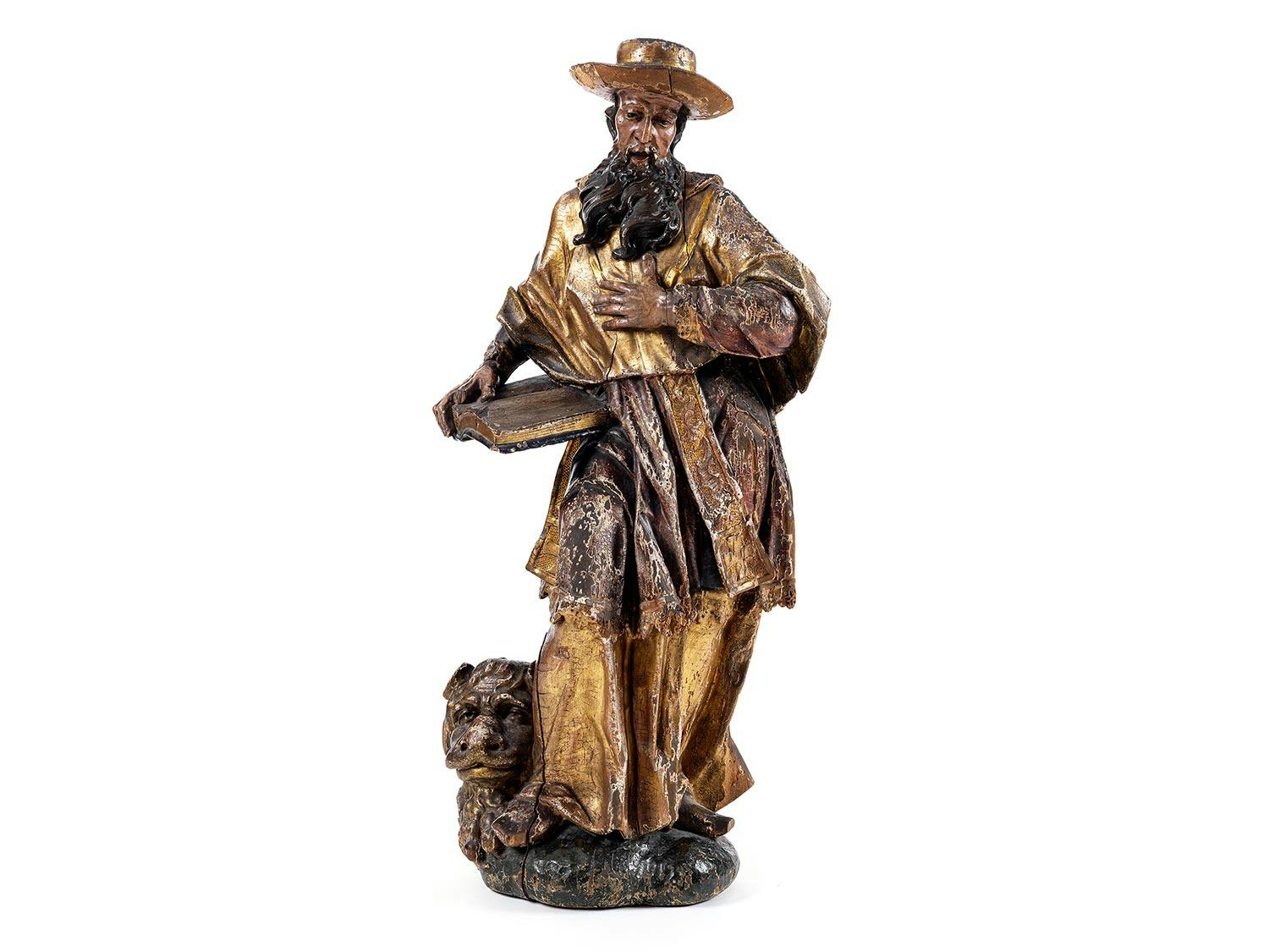 Große Schnitzfigur des Heiligen Hieronymus