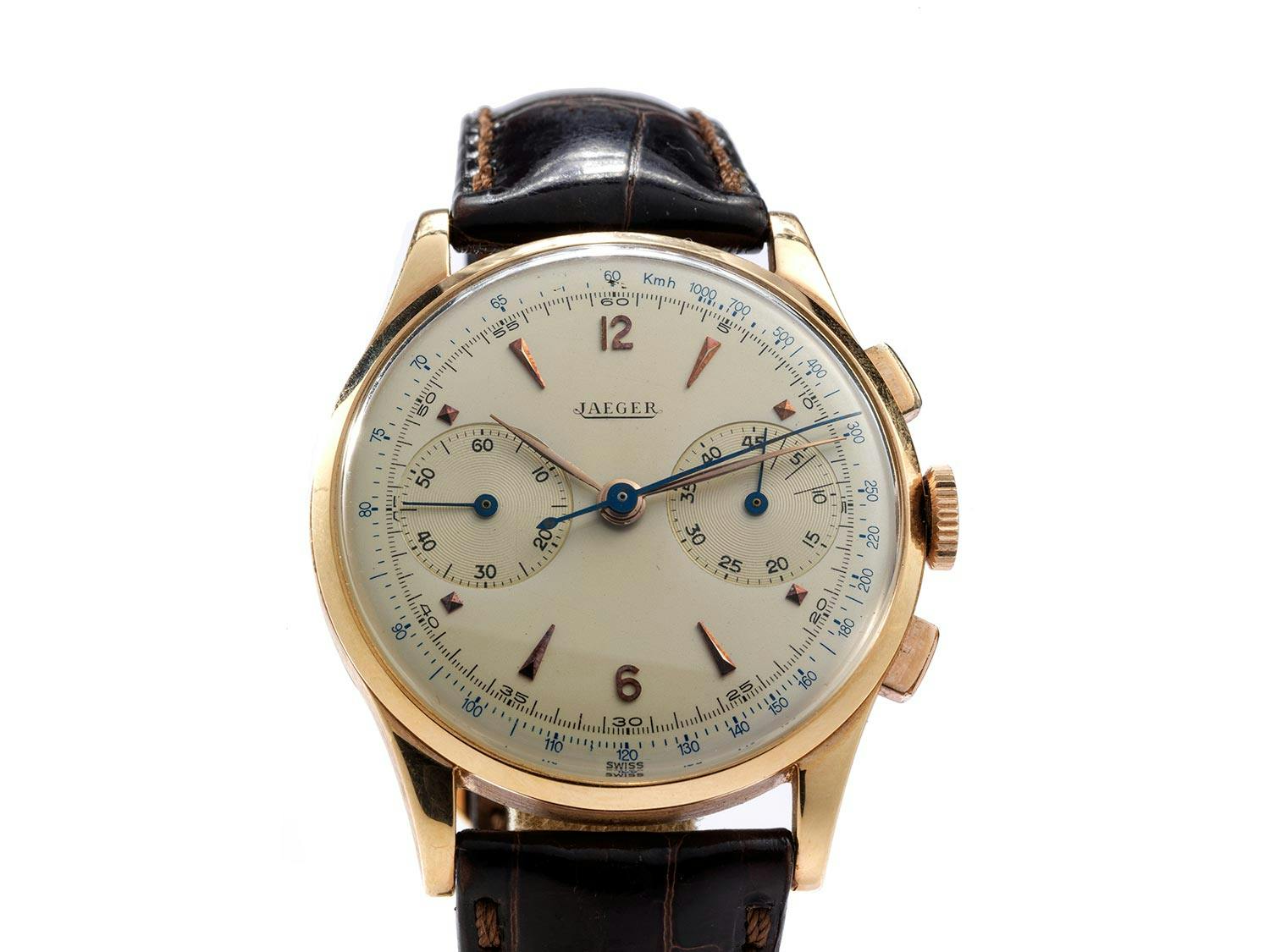Detailabbildung: Rotgoldener Jaeger Chronograph