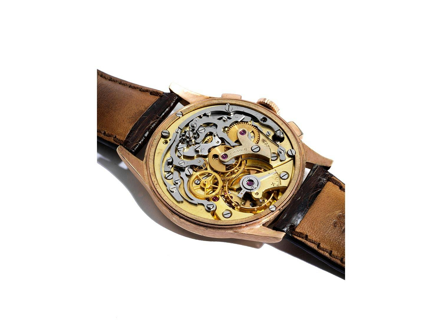 Detailabbildung: Rotgoldener Jaeger Chronograph