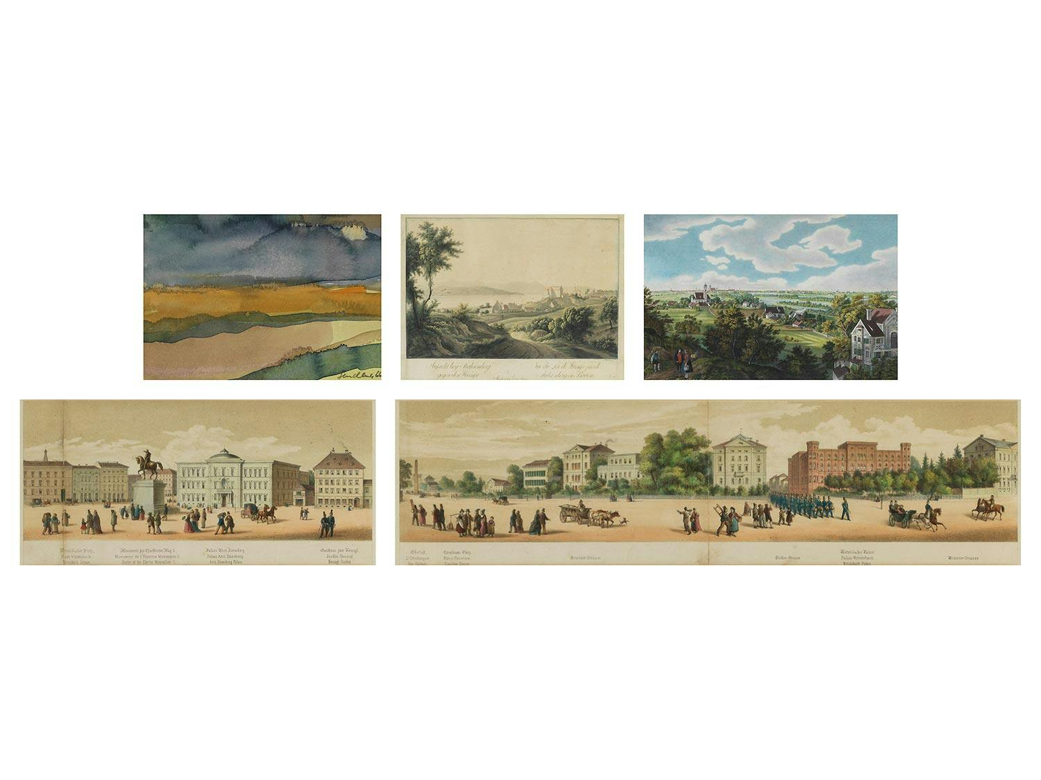 Konvolut von fünf Grafiken