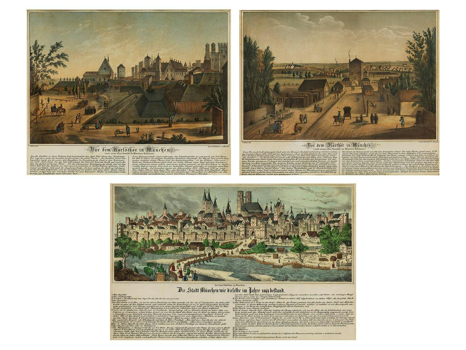 Konvolut von drei historischen Münchener Ansichten