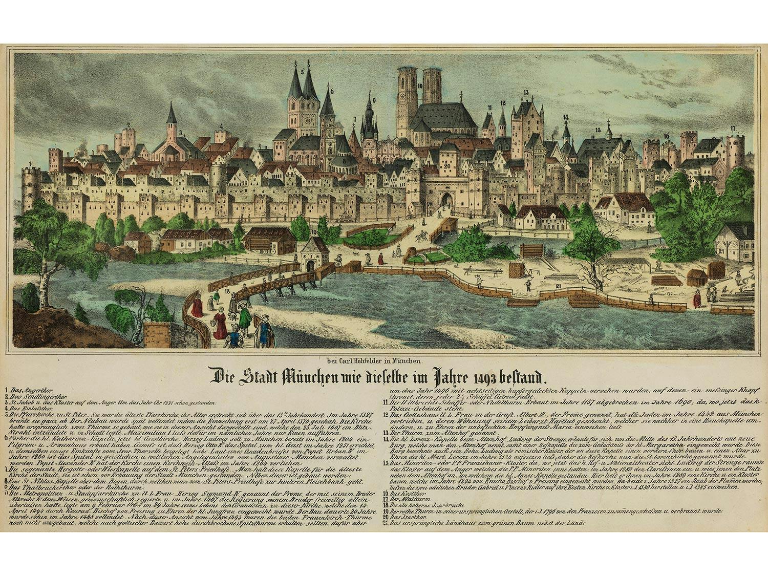 Detailabbildung: Konvolut von drei historischen Münchener Ansichten