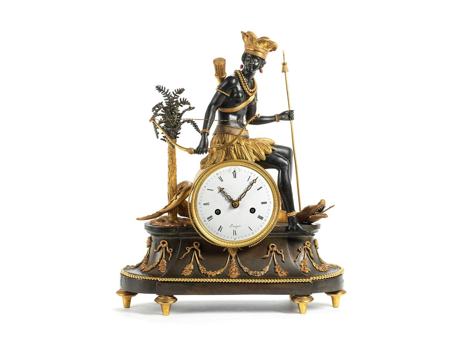 Detailabbildung: Directoire-Kaminuhr mit edler Wilden