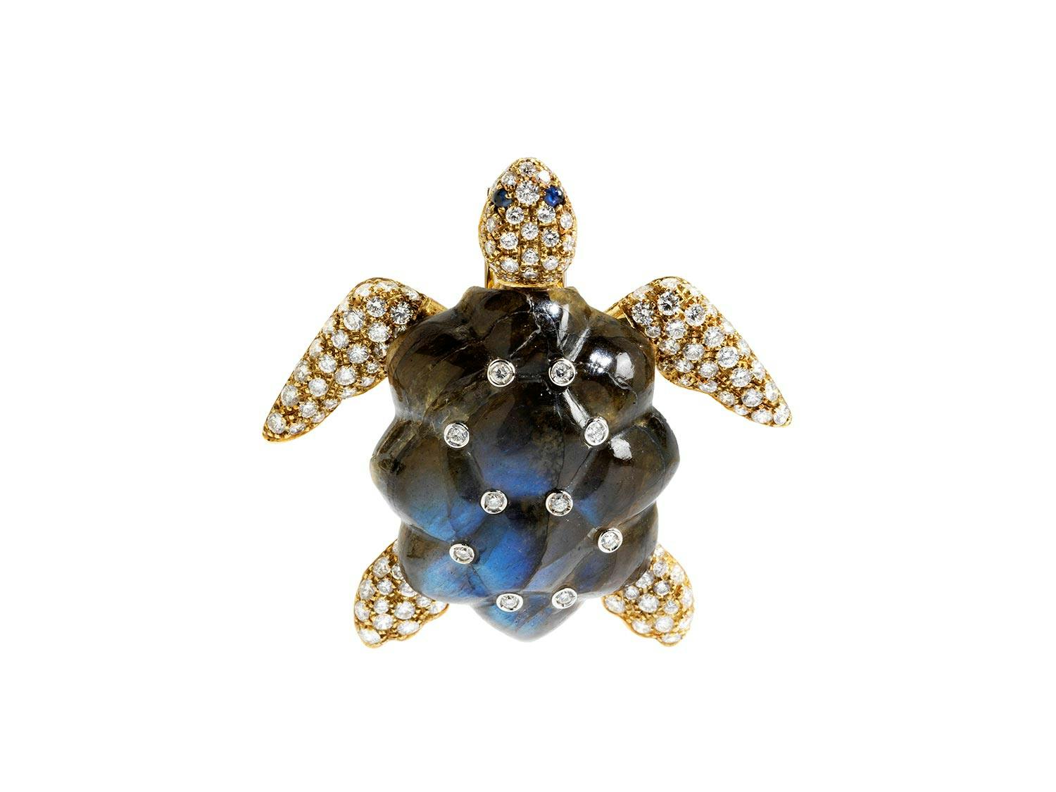 Schildkröten-Labradorit-Brillantbrosche