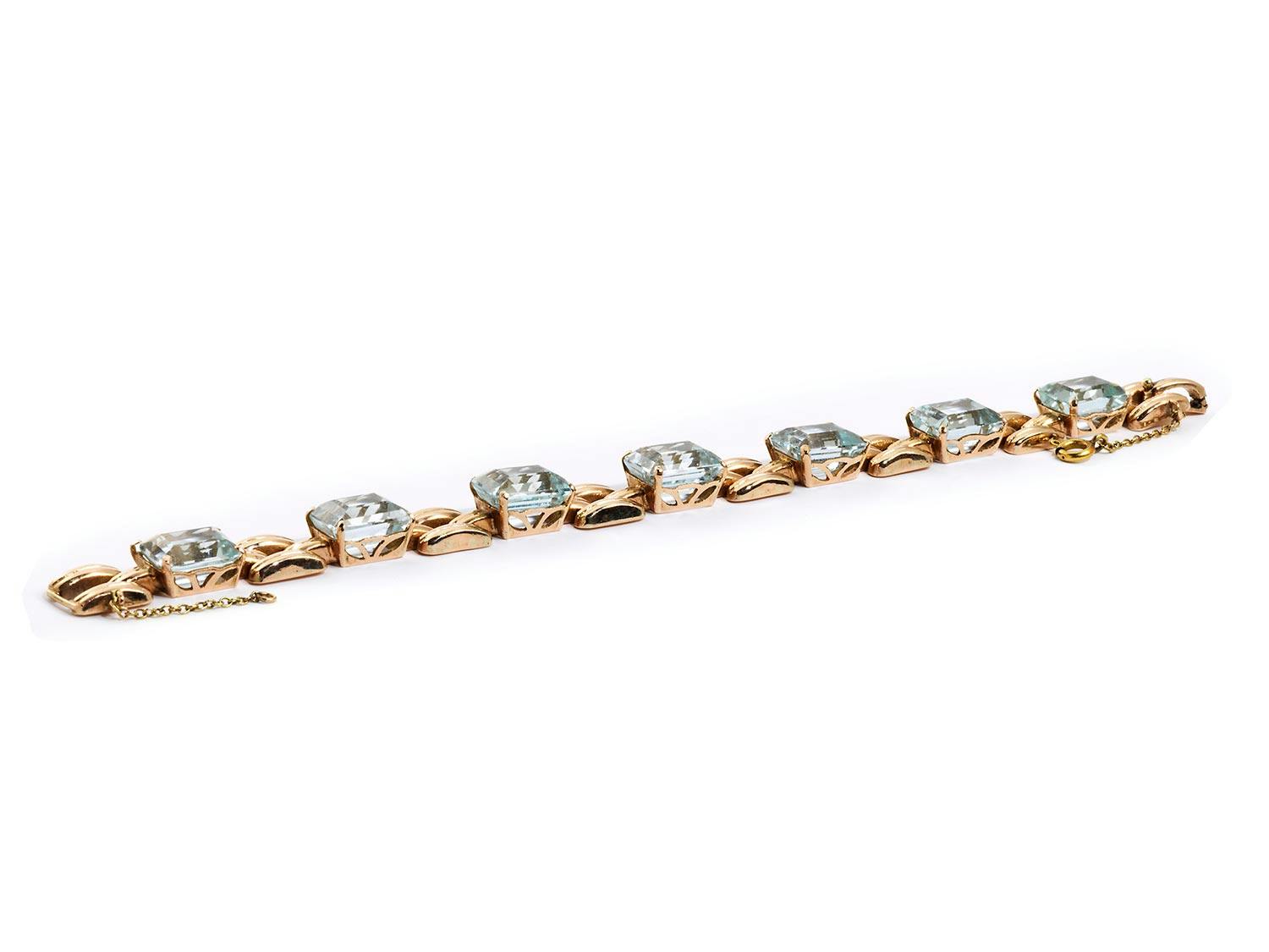 Detailabbildung: Rotgold-Aquamarinarmband