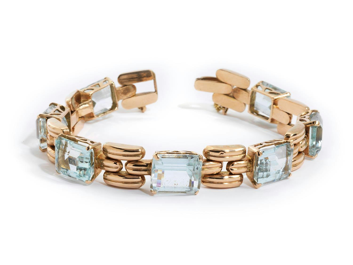 Detailabbildung: Rotgold-Aquamarinarmband