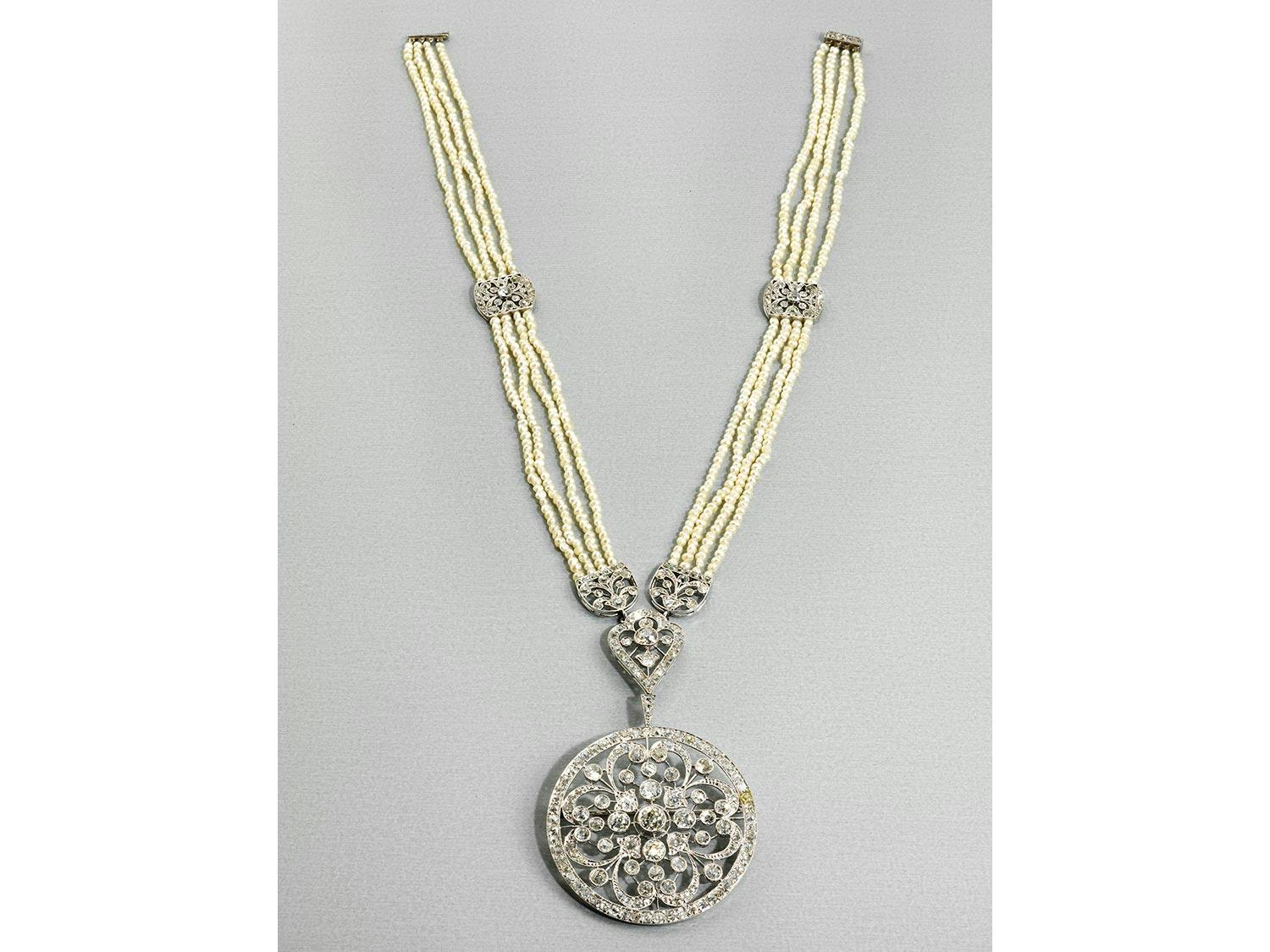 Antikes Perl-Diamantcollier