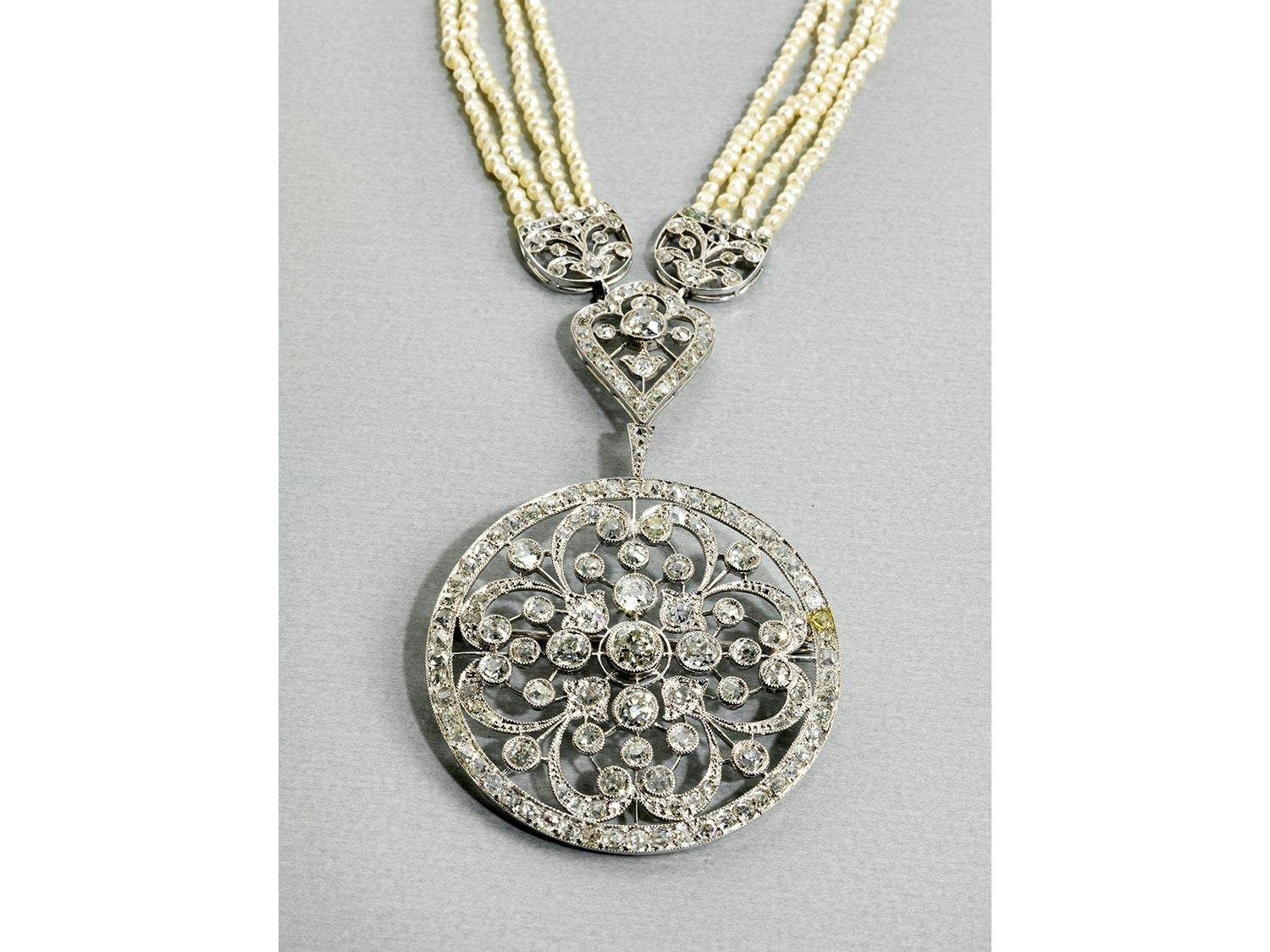 Detailabbildung: Antikes Perl-Diamantcollier