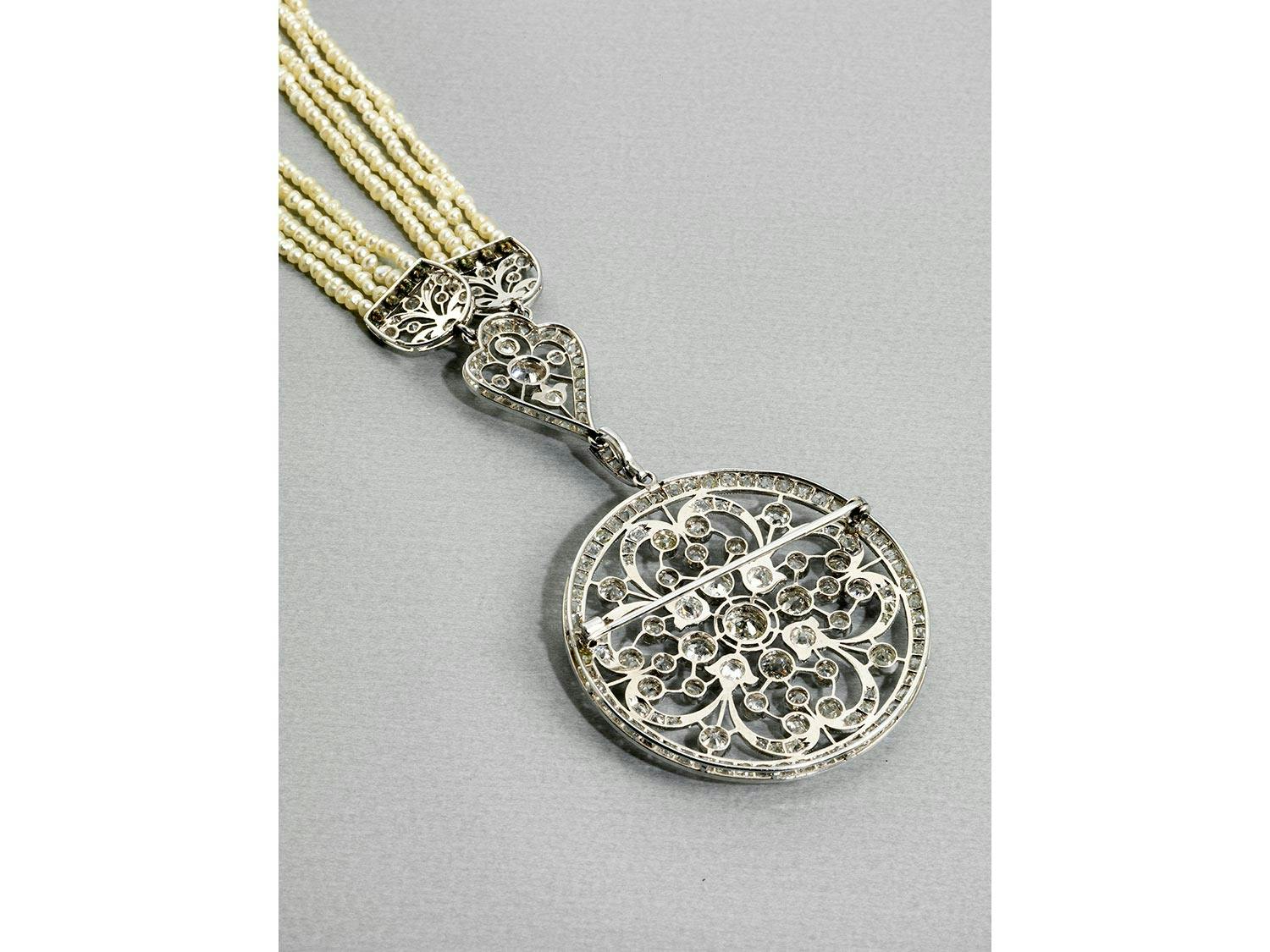 Detailabbildung: Antikes Perl-Diamantcollier
